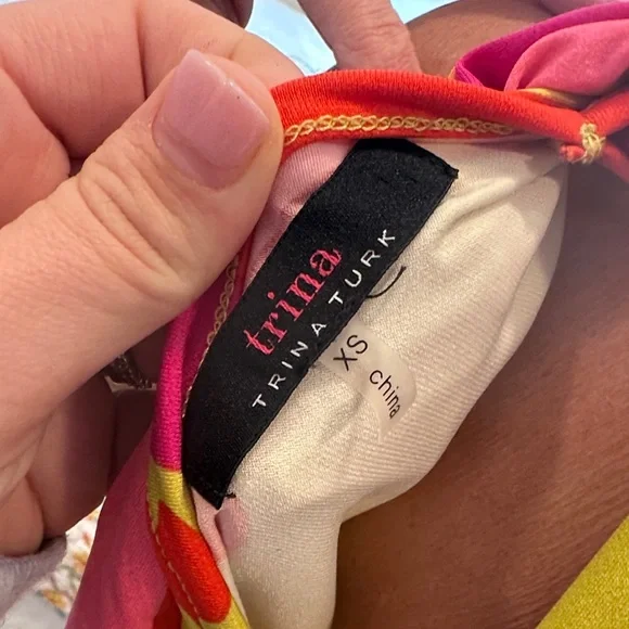 Trina Turk Vibrant Pink and Orange Halter Dress - Picture 3 of 3